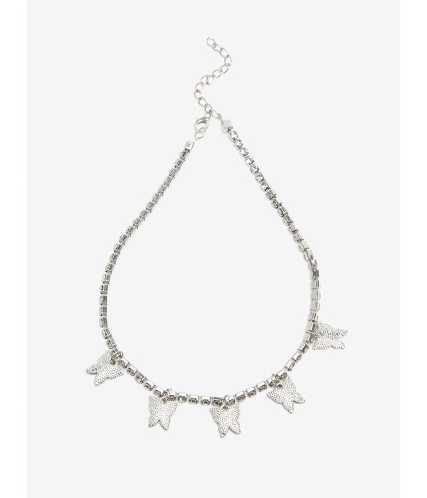 YouBella Silver-Toned & White Silver-Plated Necklace